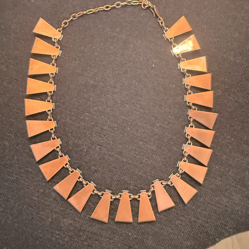 Renoir Art Deco Vintage Anodized Copper Stylish Necklace 30$
